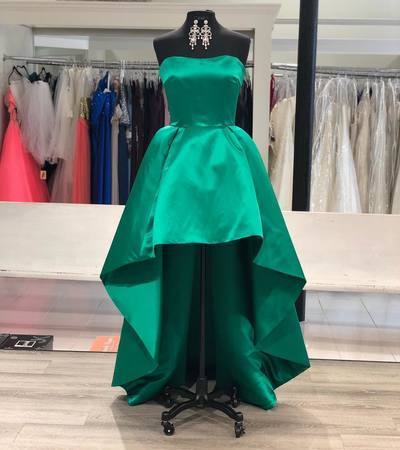 Strapless Sweetheart Satin Homecoming Dresses Ginny A Line High Low Hunter Pleated