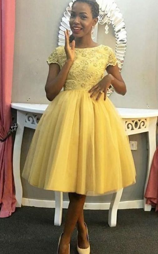 Jewel Short Sleeve Sophia Homecoming Dresses Ball Gown Tulle Pleated Knee Length Appliques
