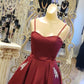 Sweetheart Detachable Spaghetti Straps Backless Homecoming Dresses Lace A Line Laura Satin Up