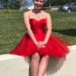 Ruched Strapless Red Sweetheart A Line Homecoming Dresses Thalia Tulle Pleated Sexy Short