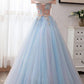 Ball Gown Off the Shoulder Tulle Sweetheart Appliques Prom Dresses, Quinceanera Dresses SJS15063