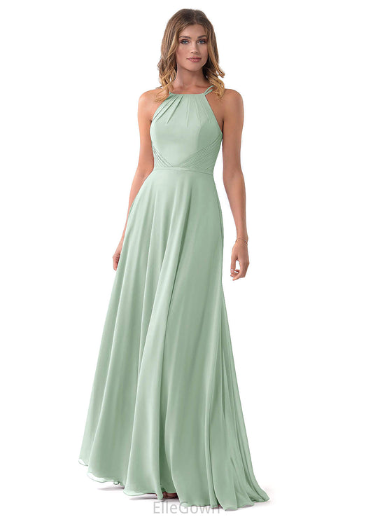 Azul Floor Length Sleeveless Spaghetti Staps A-Line/Princess Empire Waist Bridesmaid Dresses