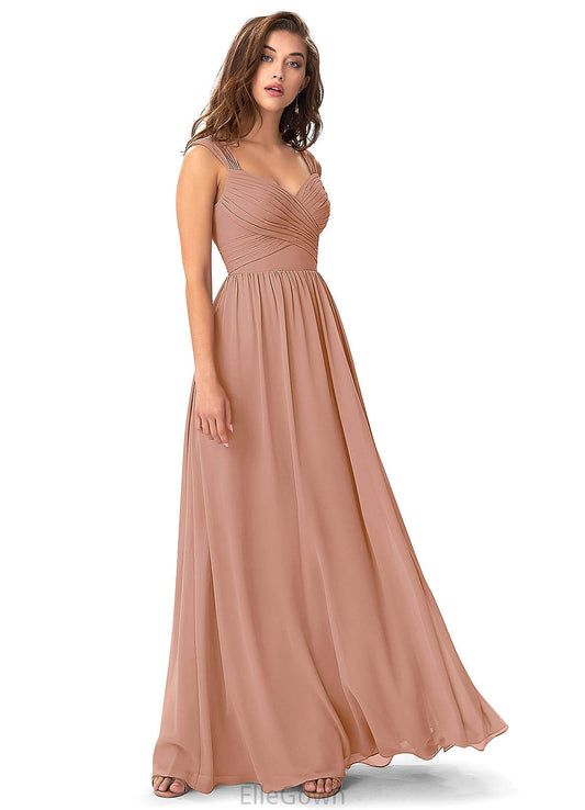 Lyla Spaghetti Staps Natural Waist A-Line/Princess Sleeveless Floor Length Bridesmaid Dresses