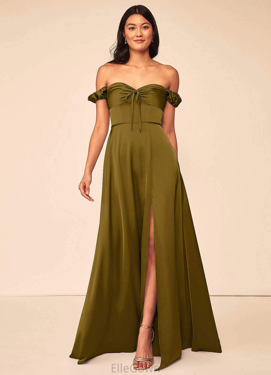 Aiyana Off The Shoulder Natural Waist A-Line/Princess Sleeveless Spaghetti Staps Floor Length Bridesmaid Dresses