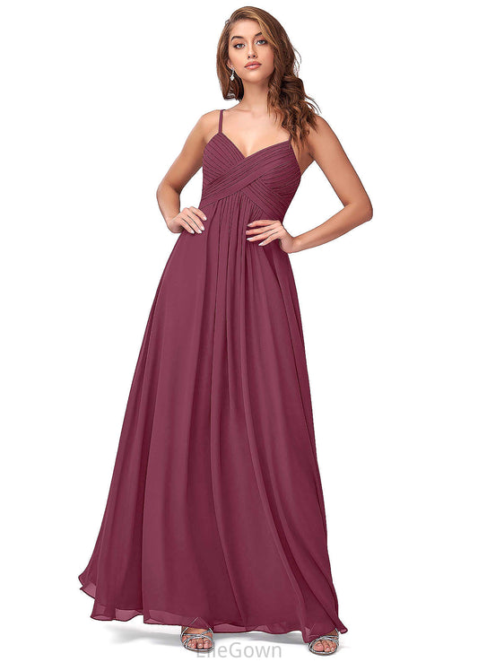 Shyla Natural Waist Floor Length One Shoulder A-Line/Princess Sleeveless Bridesmaid Dresses