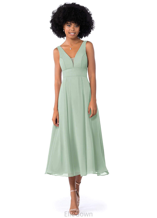 Tricia A-Line/Princess Floor Length Natural Waist Sleeveless V-Neck Bridesmaid Dresses