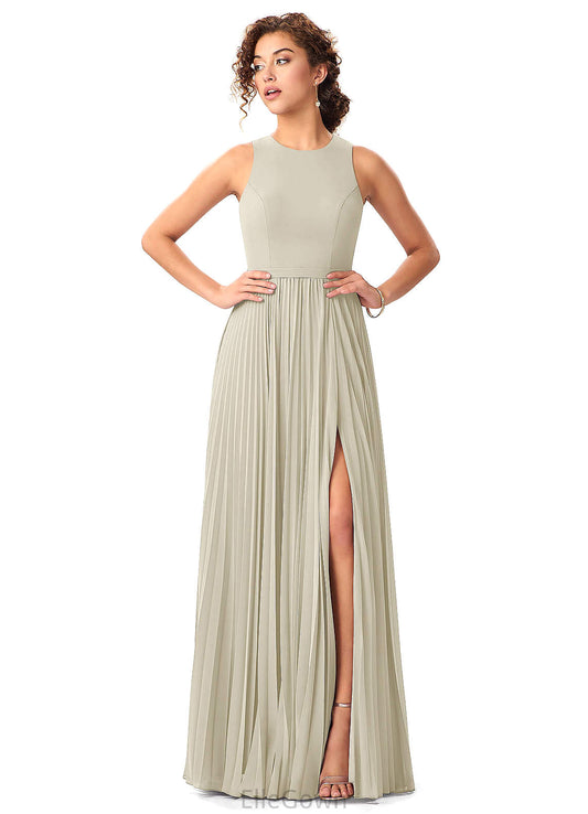 Carley Natural Waist Sleeveless Floor Length Scoop A-Line/Princess Bridesmaid Dresses