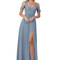 Aria Sleeveless Floor Length A-Line/Princess Spaghetti Staps Natural Waist Bridesmaid Dresses