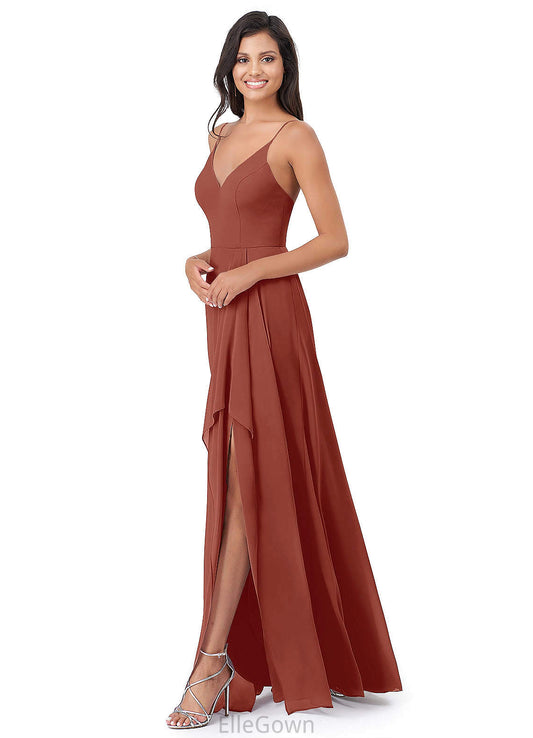 Arielle A-Line/Princess Floor Length Sleeveless Spaghetti Staps Natural Waist Bridesmaid Dresses
