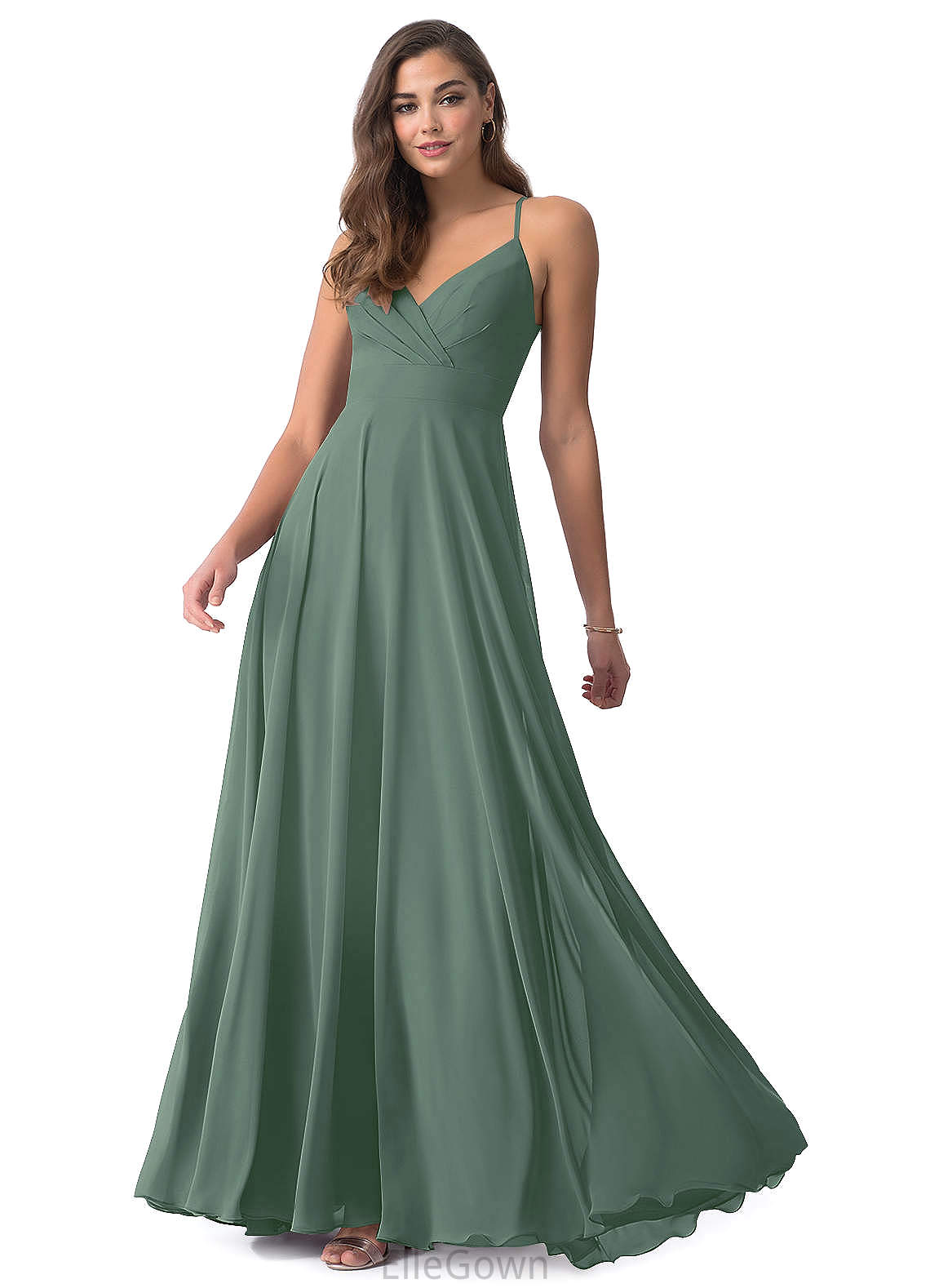 Kiana Spaghetti Staps Floor Length A-Line/Princess Sleeveless Off The Shoulder Natural Waist Bridesmaid Dresses