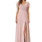 Autumn Sleeveless V-Neck A-Line/Princess Floor Length Natural Waist Bridesmaid Dresses