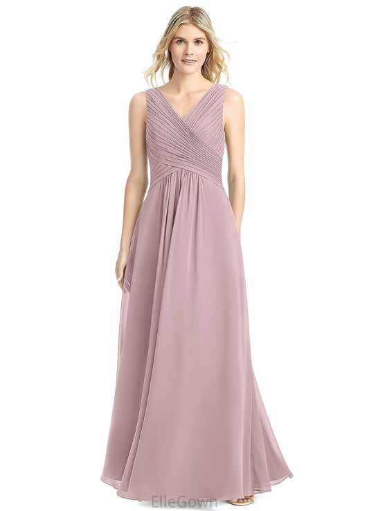 Jaqueline A-Line/Princess V-Neck Satin Floor Length Sleeveless Natural Waist Bridesmaid Dresses