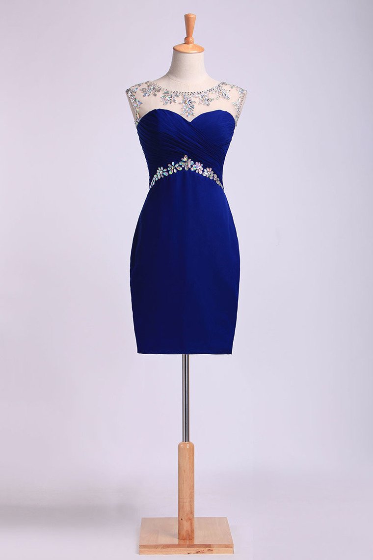 Sexy Sheath/Column Homecoming Dresses Scoop Short/Mini Open Back With Beads