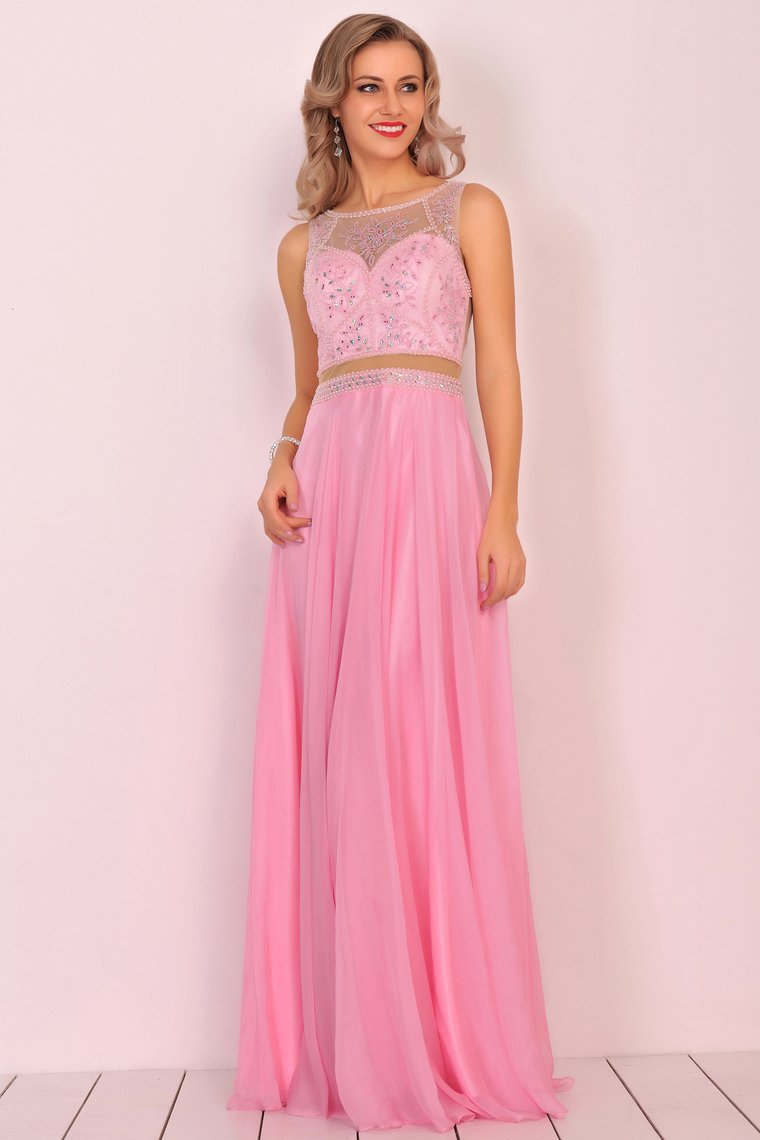2024 New Arrival Scoop Chiffon With Beading A Line Prom Dresses