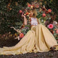 Chic Two Pieces Yellow Long Country Wedding Dresses With Lace, Cheap Prom Dresses SRS15508