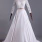 Open Back Scoop With Applique And Sash A Line Satin Wedding Dresses