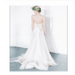 A Line Ivory Lace Long V Neck Beach Wedding Dress with Appliques Bridal Dresses JS232