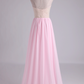 High Neck Beaded Bodice A Line With Layered Flowing Chiffon Skirt Floor Length