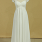 Plus Size Scoop A Line Wedding Dresses Chiffon With Applique