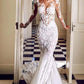 Long Sleeve See Through Mermaid Tulle Wedding Dresses Appliques Bridal SRSPJAP4FDS