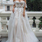 Princess A Line Off the Shoulder Sweetheart Beach Wedding Dresses with Appliques SJS15585