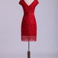 Evening Dresses V-Neck Sheath/Column With Applique & Ribbon Lace