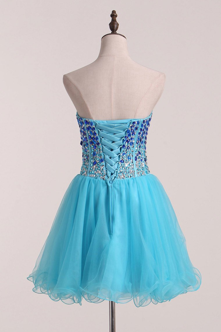 2024 Homecoming Dresses Sweetheart With Rhinestones Tulle A Line