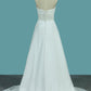A Line Chiffon Wedding Dresses With Beading & Sequince Court Train