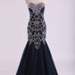 Sweetheart Prom Dresses Mermaid Tulle With Beading
