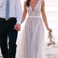 Beach New Style Elegant Modest V-Neck A-Line Backless Tulle Wedding Dresses