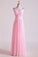 Straps Prom Dresses Beaded Straps Chiffon Floor Length With Ruffles