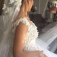 Scoop A Line Organza Wedding Dresses With Applique And Handmade Flower
