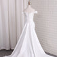 Satin Mermaid Off The Shoulder Wedding Dresses With Applique And Sash