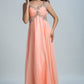 Chiffon V Neck A Line Prom Dresses  With Beads And Ruffles
