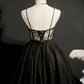 Chic Black Lace Spaghetti Straps Tulle Short Homecoming Dresses