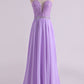 Sweetheart Beaded Bodice Prom Dresses Chiffon With Slit A Line