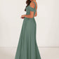 Ainsley A-Line/Princess Floor Length Spaghetti Staps Sleeveless Natural Waist Bridesmaid Dresses