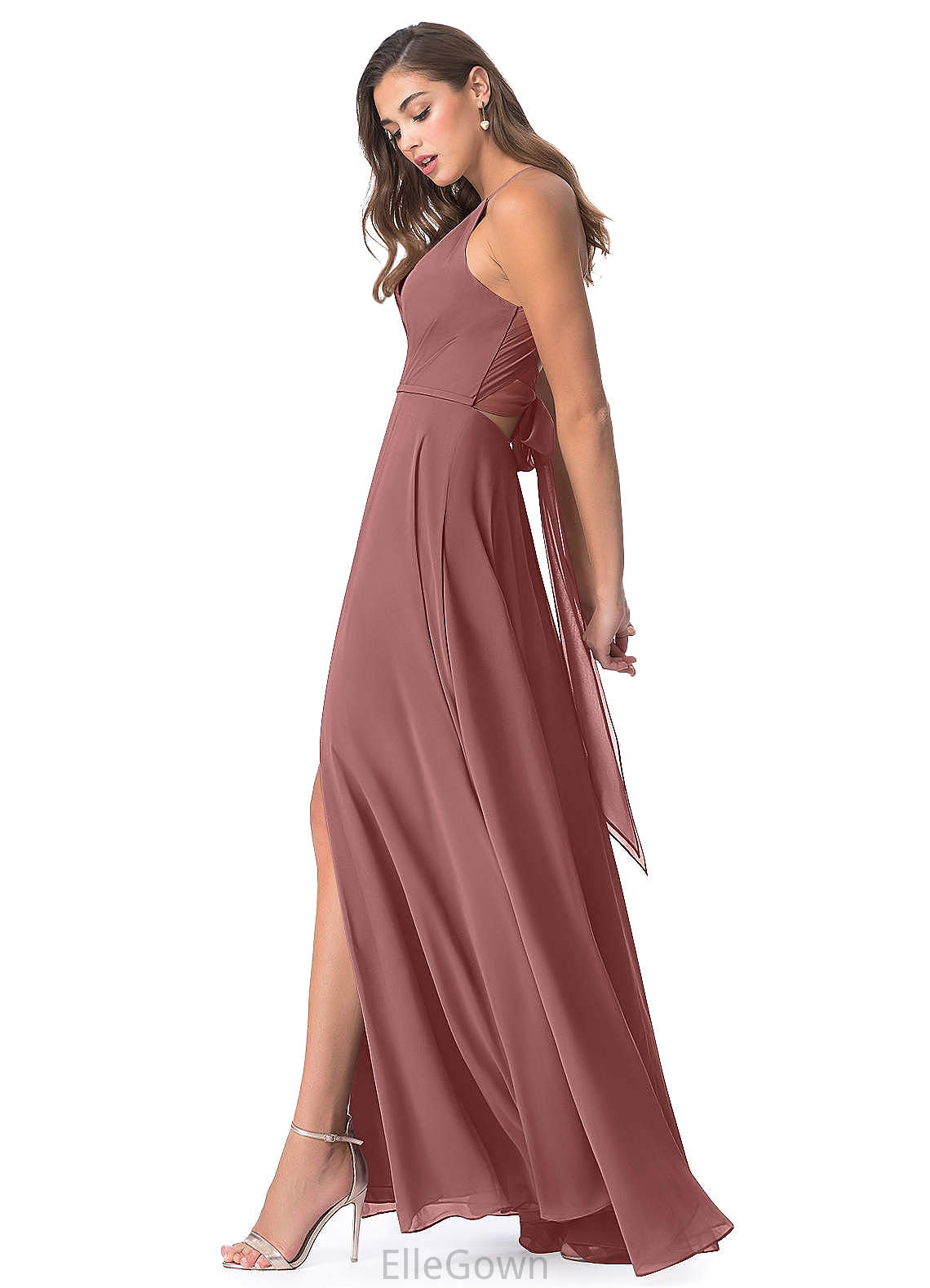 Macy Floor Length One Shoulder Natural Waist A-Line/Princess Sleeveless Bridesmaid Dresses