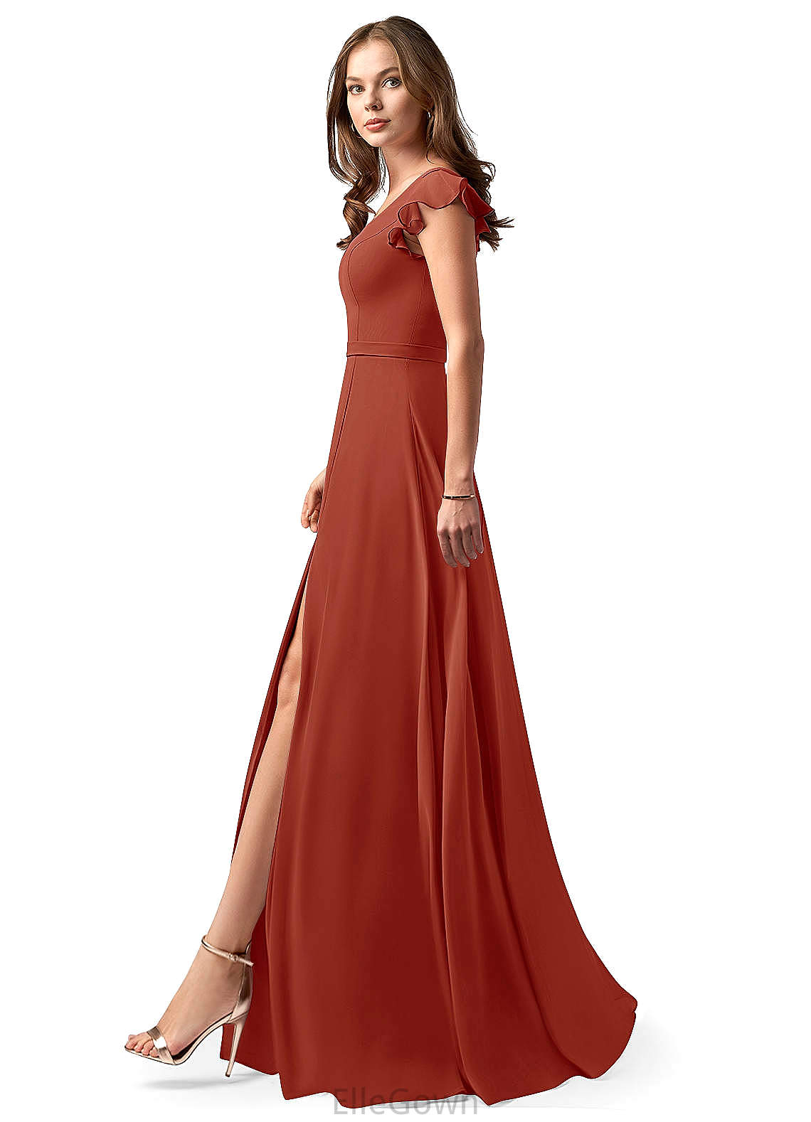 Lia Spaghetti Staps Natural Waist Sleeveless Floor Length A-Line/Princess Bridesmaid Dresses