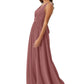 Aylin A-Line/Princess Natural Waist Sleeveless Floor Length V-Neck Bridesmaid Dresses