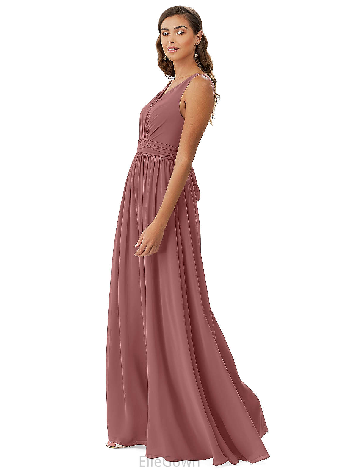 Aylin A-Line/Princess Natural Waist Sleeveless Floor Length V-Neck Bridesmaid Dresses