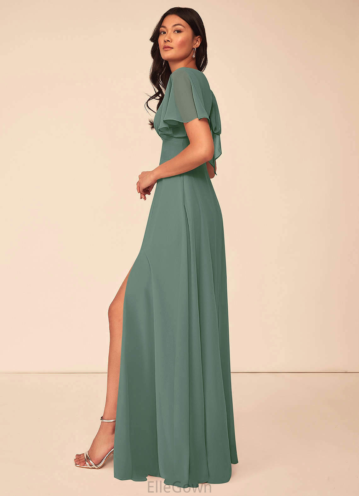 Jessie V-Neck Sleeveless A-Line/Princess Floor Length Natural Waist Bridesmaid Dresses