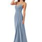 Jaylene Halter Floor Length Natural Waist A-Line/Princess Sleeveless Bridesmaid Dresses