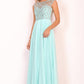2024 A Line Boat Neck Chiffon Prom Dresses With Beading Floor Length