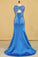Mermaid/Trumpet Scoop With Sash Satin & Lace Prom Dresses