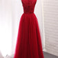 2024 A Line Bridesmaid Dresses Scoop Tulle With Applique Floor Length