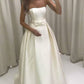Cute Elegant Strapless Long A-Line Ivory Satin Prom Dresses Wedding Dresses