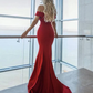 Chic Mermaid Prom Dress Cheap Red Off The Shoulder Prom Dress 514