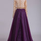 2024 Long Sleeves Prom Dresses Scoop A Line With Applique And Beads Floor Length