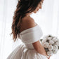 Ball Gown Off The Shoulder Satin White Sweetheart Wedding Dresses Wedding SRSP46AJRNZ